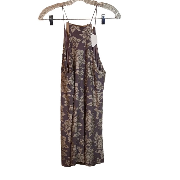 Lazy Sundays Women's Floral Halter Dress Sleeveless Purple Tan Size M NWT - Picture 7 of 14